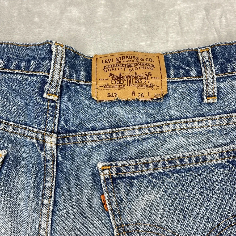 Vintage Levi's Jeans Mens 36x30 (34x30) Blue Denim 517 Orange Tab Bootcut USA